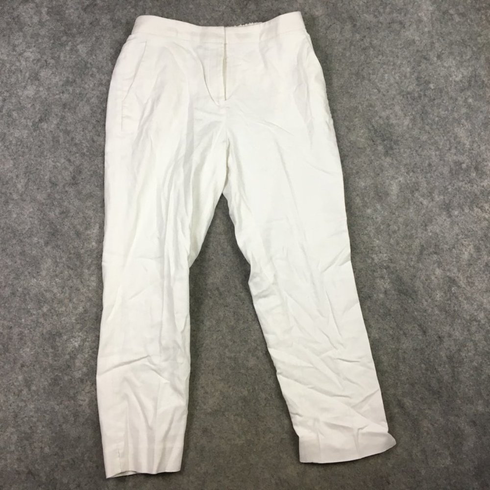 J Crew Pants 10T Linen Blend Mid Rise Straight Crop Chino Elastic Waist Casual